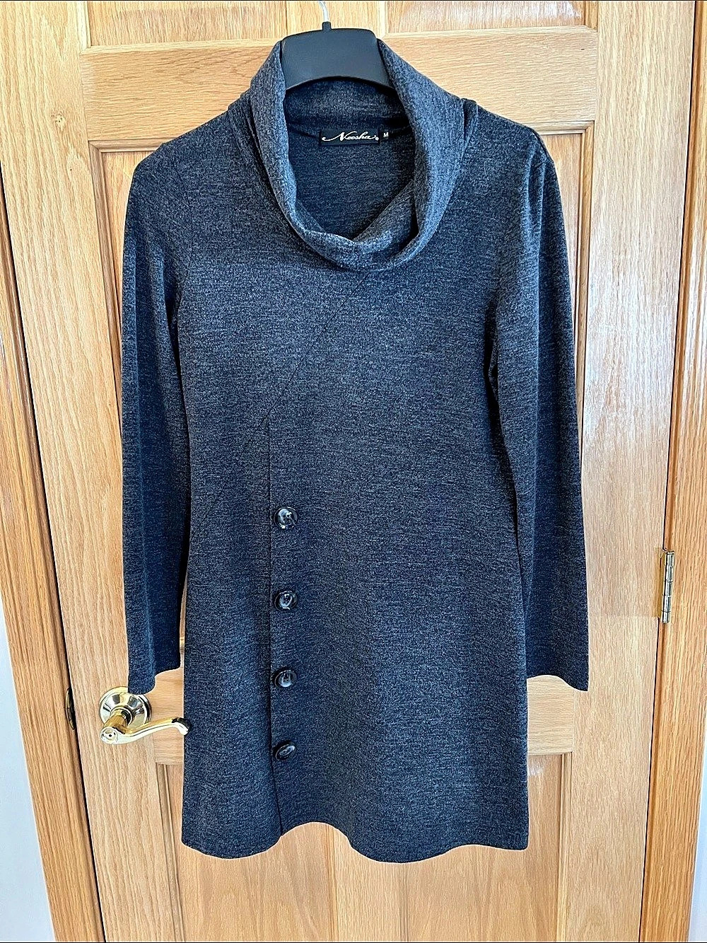 Neasha Cowl Neck Sweater Dress in Gray Size Medium Like New
